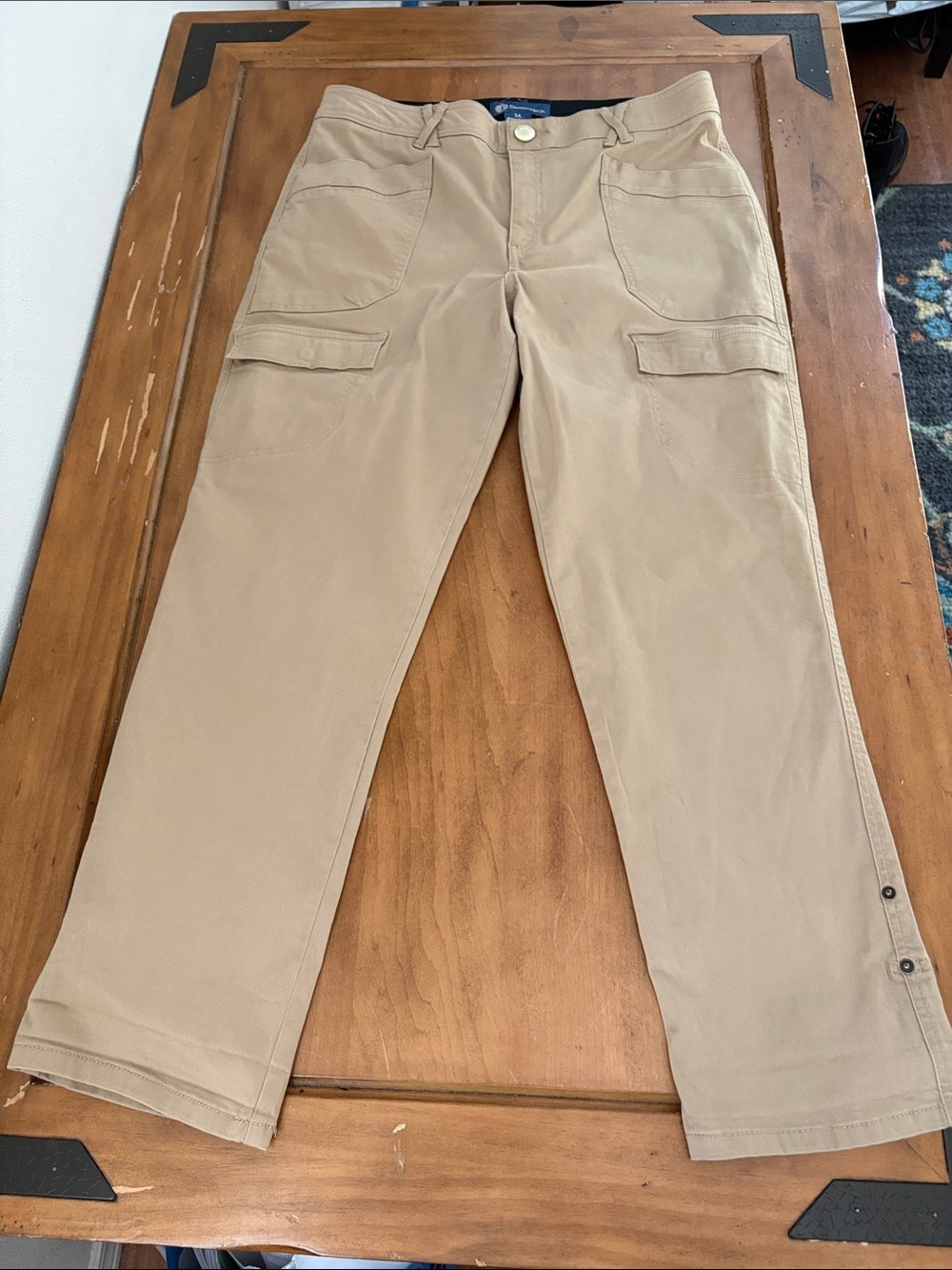Democracy AbSolution Tan Cargo Pants with Snap Roll Up Size 14